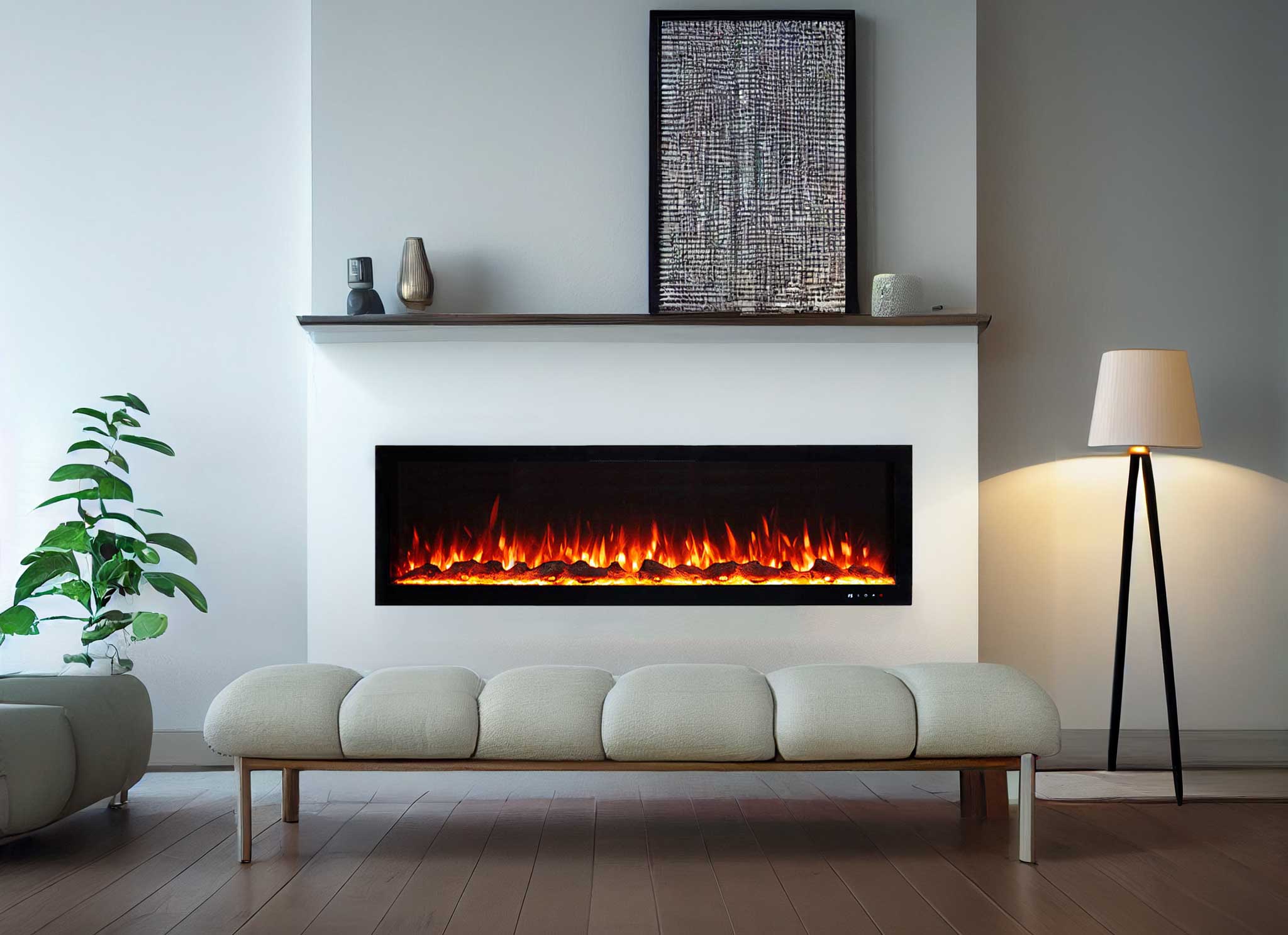 Lumina 1500W 60 inch Recessed / Wall Mounted Electric Fireplace Moda